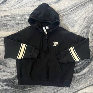 New Victoria Secret Pink Hoodie Full Zip  (L) Black/ White NWT